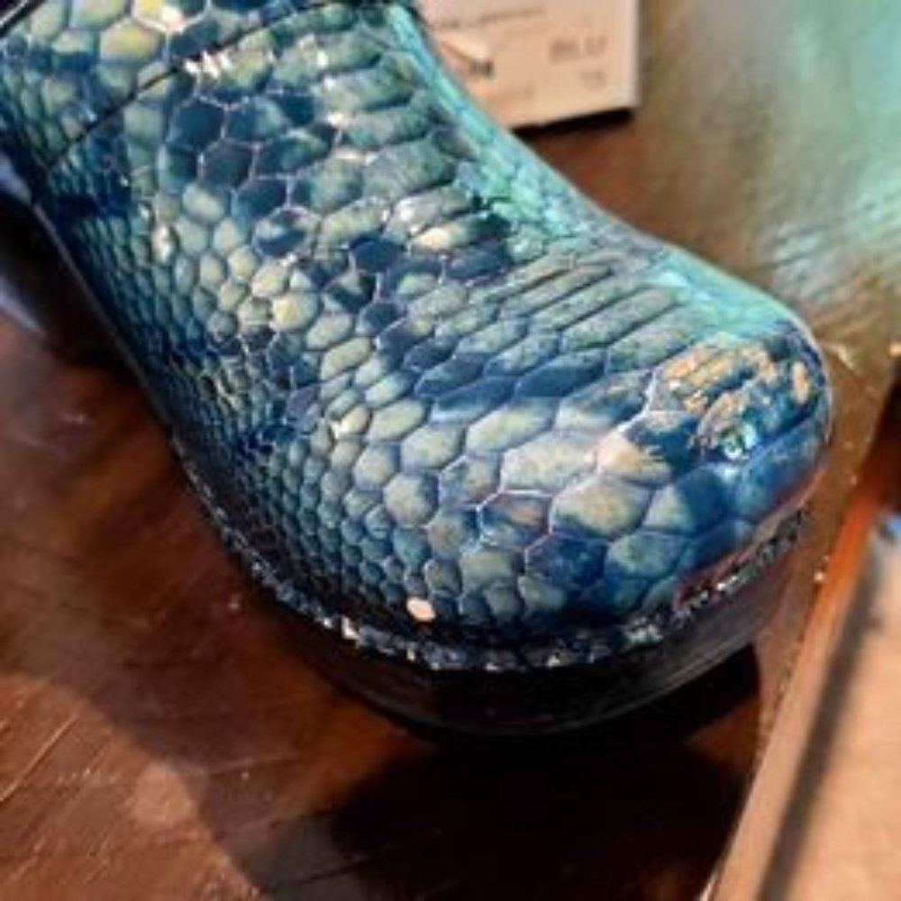 Dansko Professional Python Patent Clogs - Size 39 - image 3